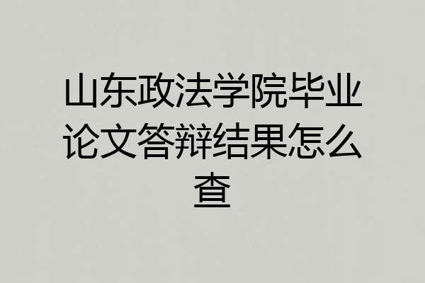 山东政法学院毕业论文答辩结果怎么查