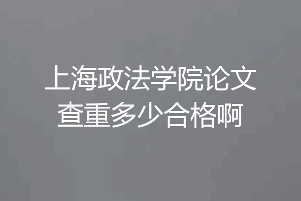 上海政法学院论文查重多少合格啊