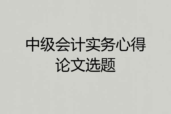 中级会计实务心得论文选题