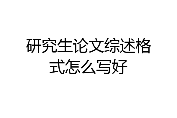 研究生论文综述格式怎么写好