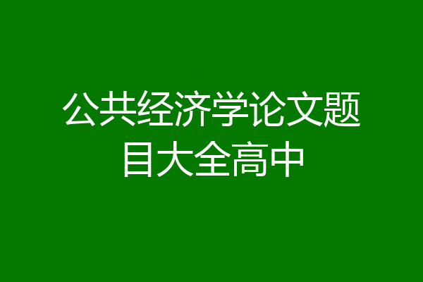 公共经济学论文题目大全高中