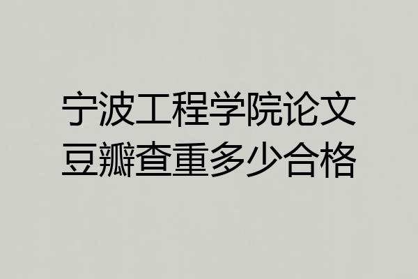 宁波工程学院论文豆瓣查重多少合格