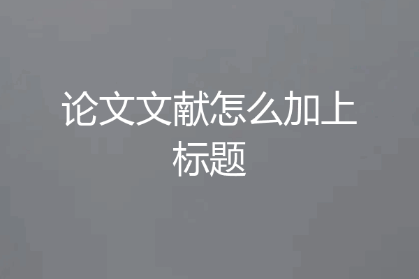 论文文献怎么加上标题