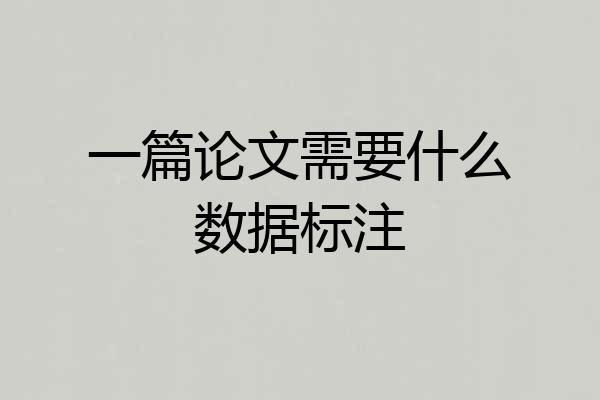 一篇论文需要什么数据标注