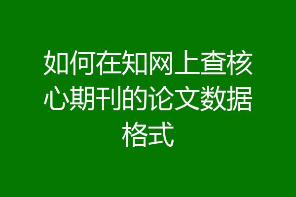 如何在知网上查核心期刊的论文数据格式