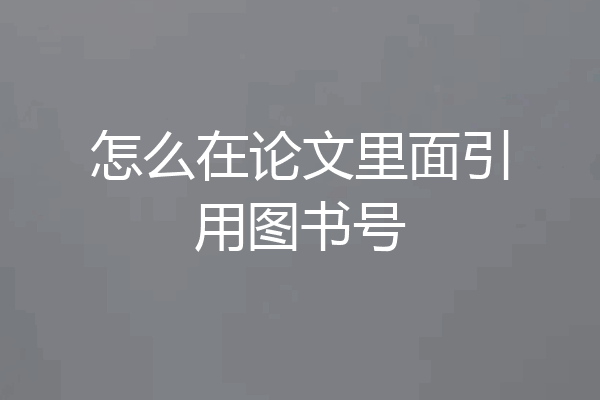 怎么在论文里面引用图书号