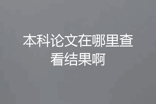 本科论文在哪里查看结果啊