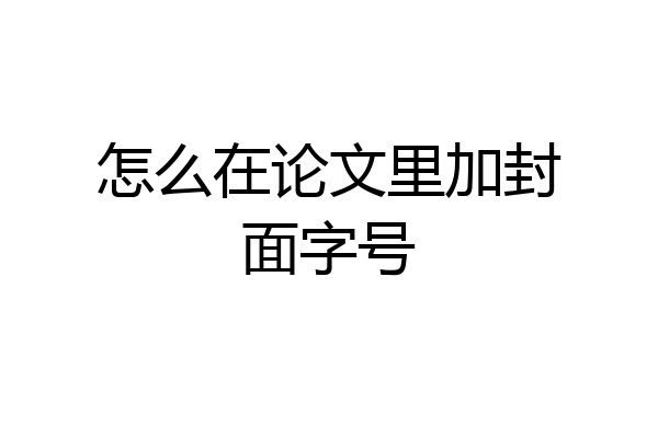 怎么在论文里加封面字号