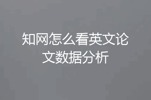 知网怎么看英文论文数据分析