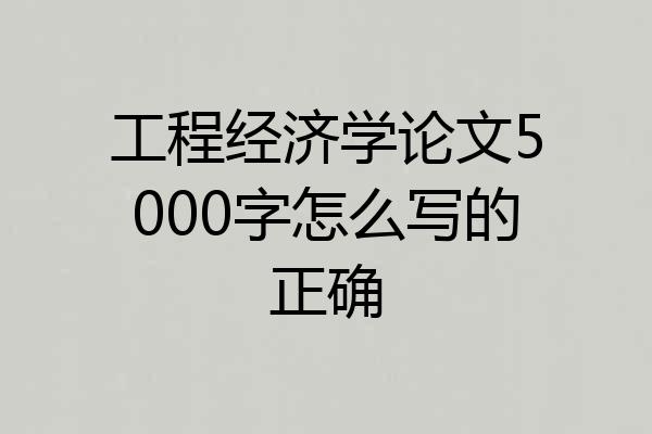 工程经济学论文5000字怎么写的正确