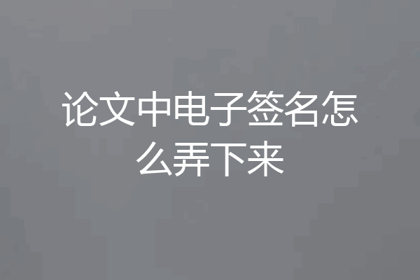 论文中电子签名怎么弄下来