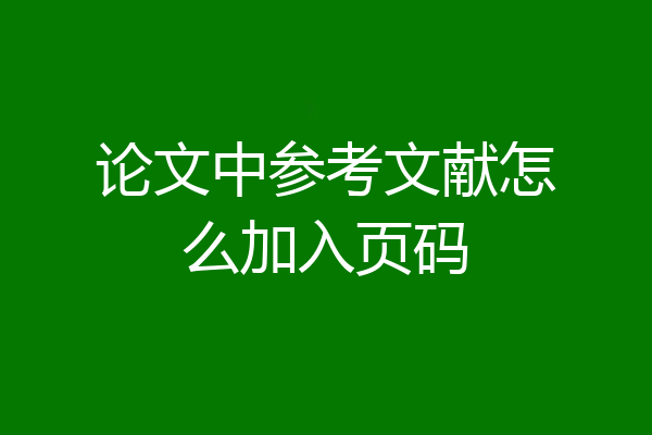 论文中参考文献怎么加入页码