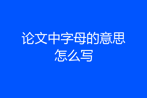 论文中字母的意思怎么写