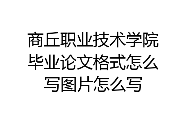商丘职业技术学院毕业论文格式怎么写图片怎么写