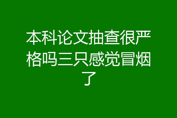 本科论文抽查很严格吗三只感觉冒烟了