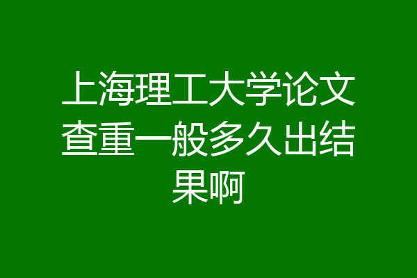 上海理工大学论文查重一般多久出结果啊