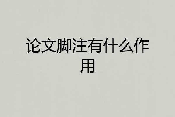 论文脚注有什么作用
