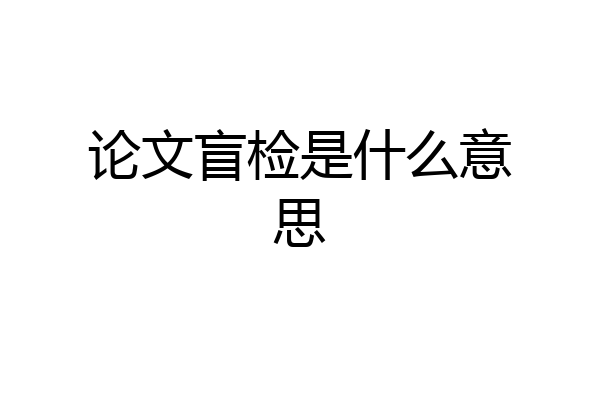 论文盲检是什么意思