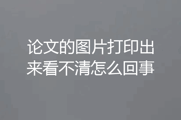 论文的图片打印出来看不清怎么回事