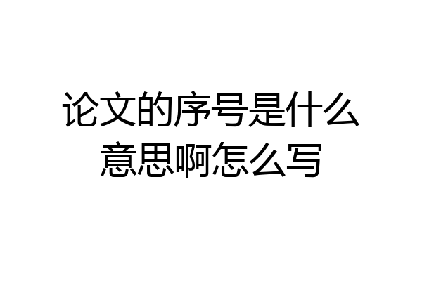 论文的序号是什么意思啊怎么写