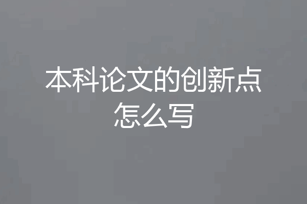 本科论文的创新点怎么写