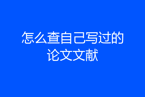 怎么查自己写过的论文文献