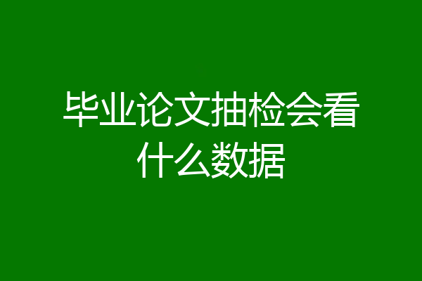 毕业论文抽检会看什么数据