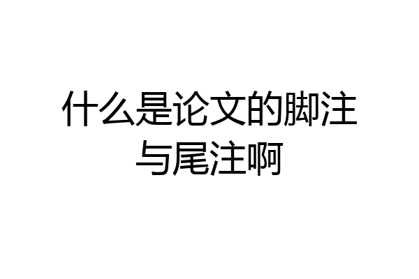什么是论文的脚注与尾注啊