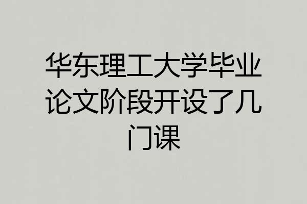 华东理工大学毕业论文阶段开设了几门课