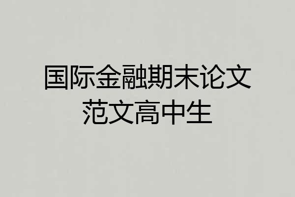 国际金融期末论文范文高中生