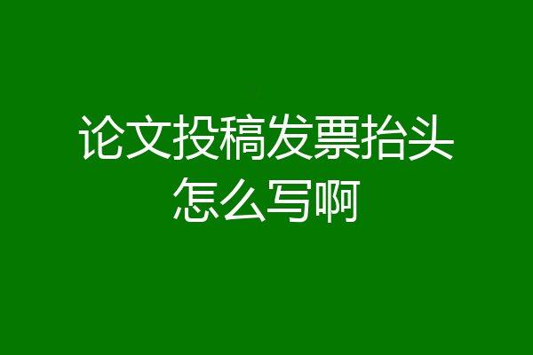 论文投稿发票抬头怎么写啊