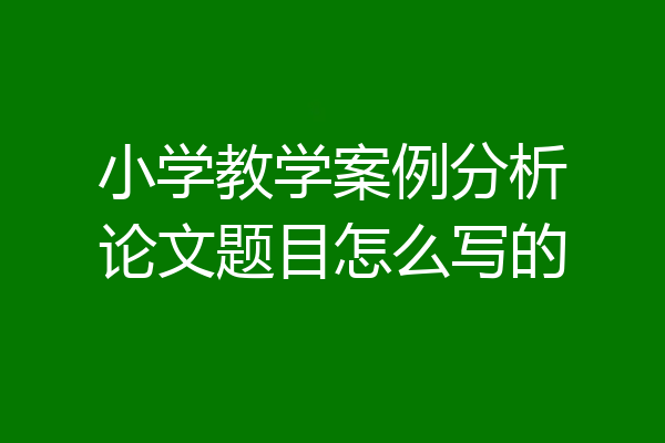 小学教学案例分析论文题目怎么写的
