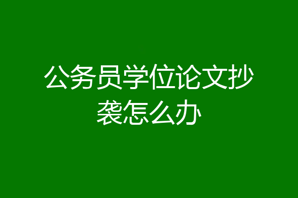 公务员学位论文抄袭怎么办
