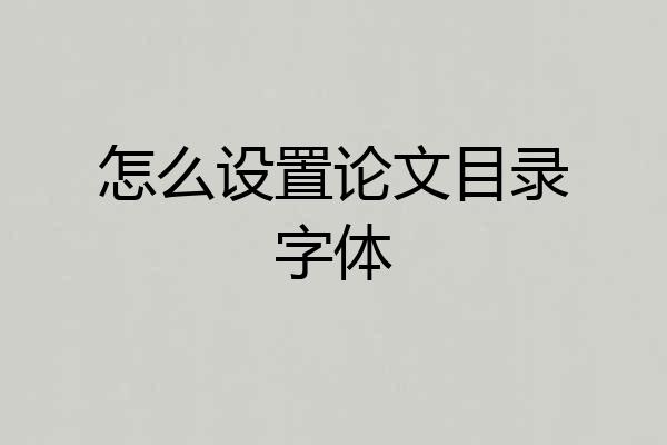 怎么设置论文目录字体