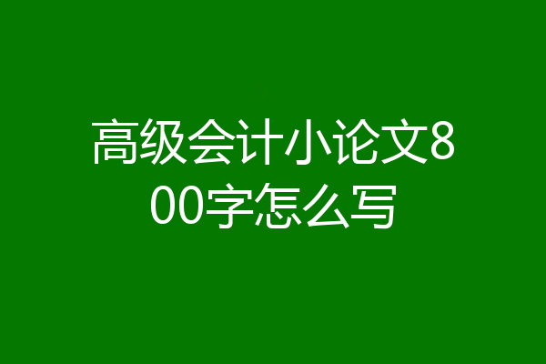 高级会计小论文800字怎么写