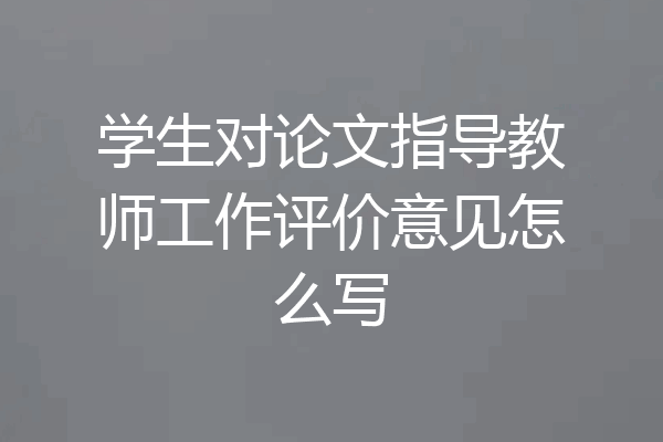 学生对论文指导教师工作评价意见怎么写