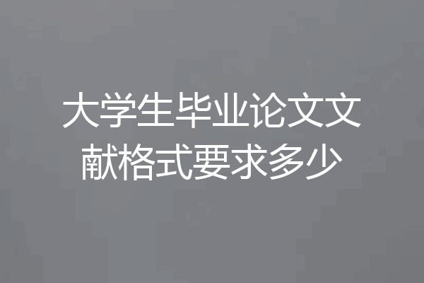 大学生毕业论文文献格式要求多少