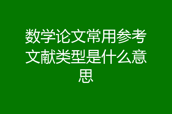 数学论文常用参考文献类型是什么意思