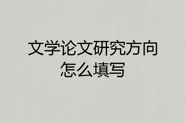 文学论文研究方向怎么填写