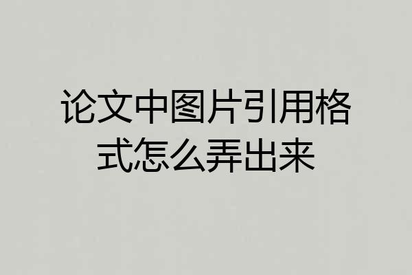 论文中图片引用格式怎么弄出来