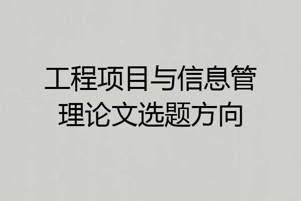 工程项目与信息管理论文选题方向