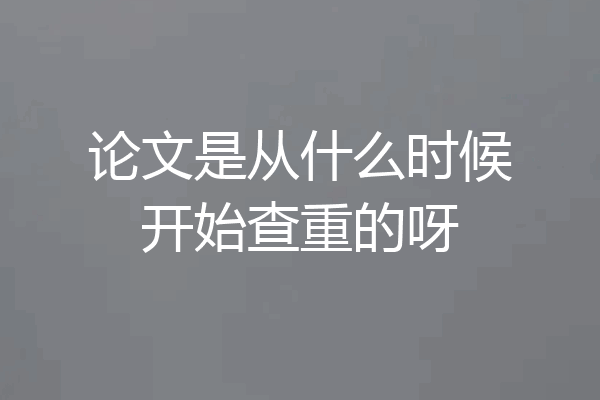 论文是从什么时候开始查重的呀