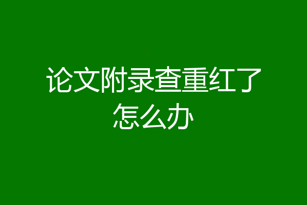 论文附录查重红了怎么办