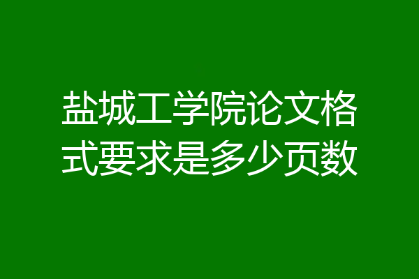 盐城工学院论文格式要求是多少页数