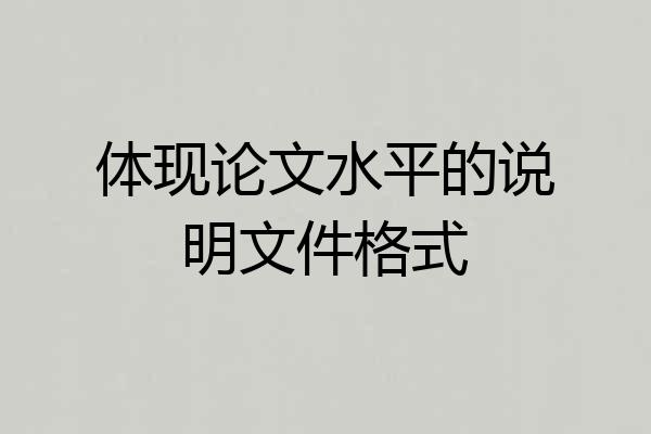体现论文水平的说明文件格式