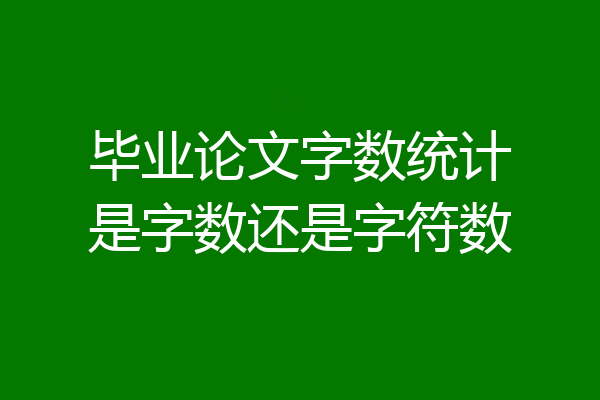 毕业论文字数统计是字数还是字符数