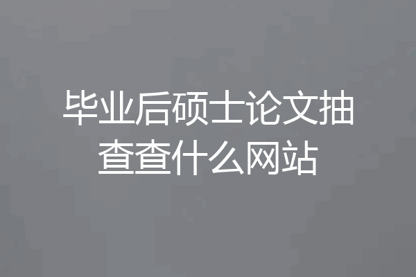 毕业后硕士论文抽查查什么网站