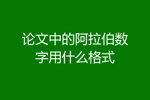 论文中的阿拉伯数字用什么格式