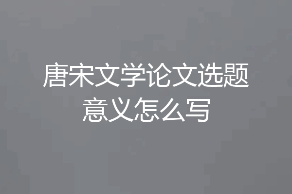 唐宋文学论文选题意义怎么写