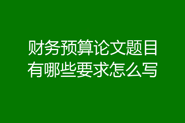 财务预算论文题目有哪些要求怎么写